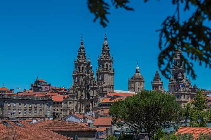 Santiago de Compostela cathedral above old-town roofs